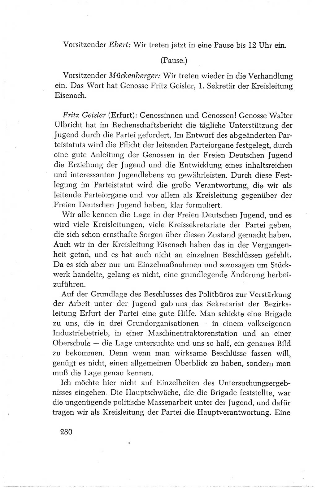 Protokoll der Verhandlungen des Ⅳ. Parteitages der Sozialistischen Einheitspartei Deutschlands (SED) [Deutsche Demokratische Republik (DDR)] 1954, Seite 280