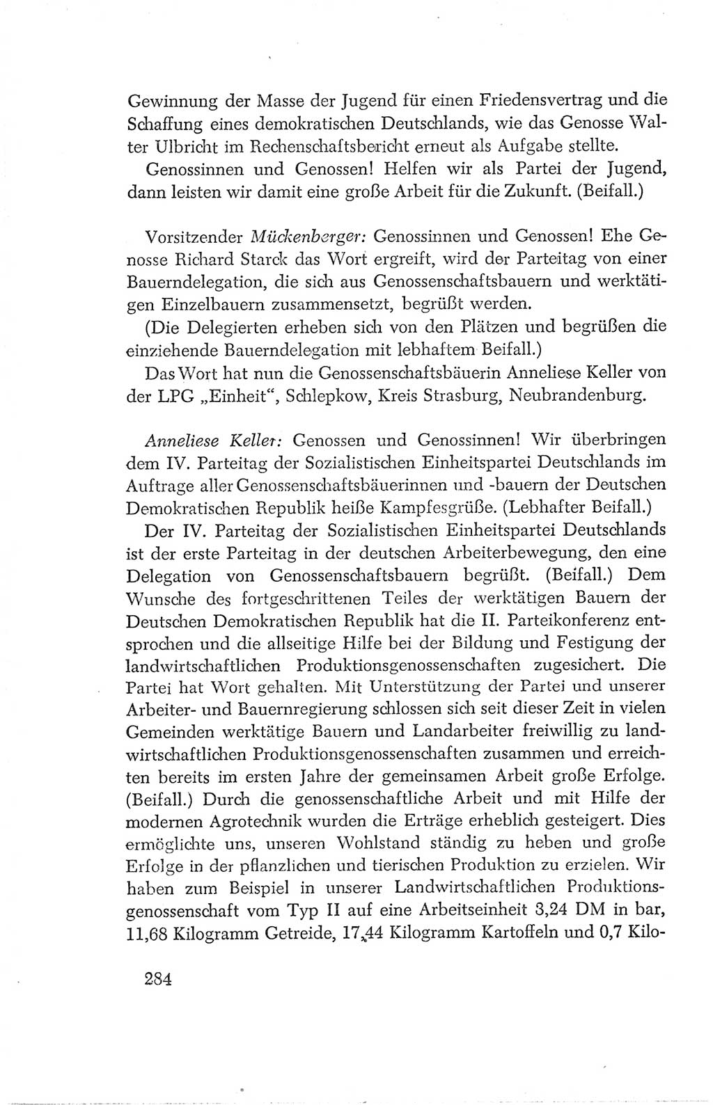 Protokoll der Verhandlungen des Ⅳ. Parteitages der Sozialistischen Einheitspartei Deutschlands (SED) [Deutsche Demokratische Republik (DDR)] 1954, Seite 284