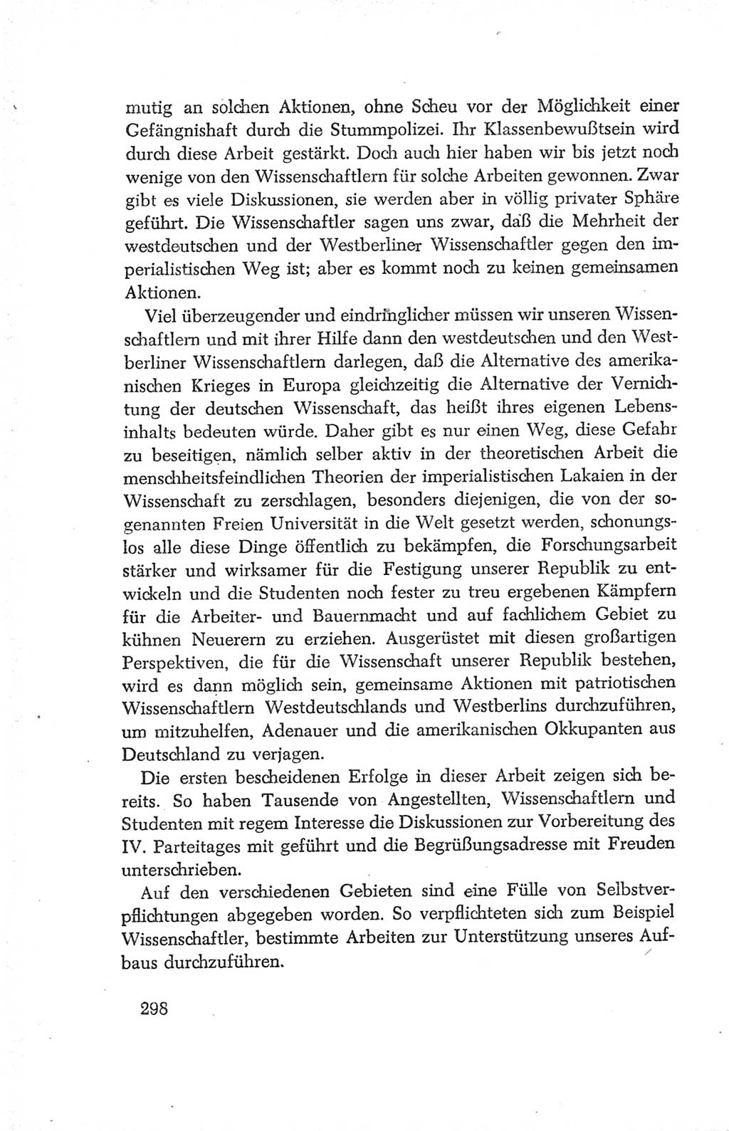 Protokoll der Verhandlungen des Ⅳ. Parteitages der Sozialistischen Einheitspartei Deutschlands (SED) [Deutsche Demokratische Republik (DDR)] 1954, Seite 298
