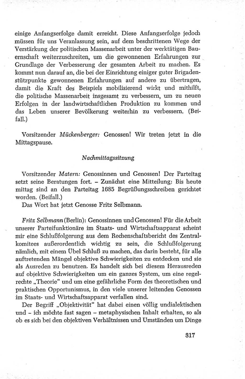 Protokoll der Verhandlungen des Ⅳ. Parteitages der Sozialistischen Einheitspartei Deutschlands (SED) [Deutsche Demokratische Republik (DDR)] 1954, Seite 317