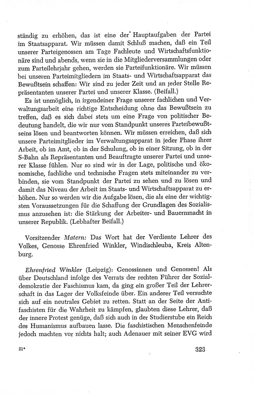 Protokoll der Verhandlungen des Ⅳ. Parteitages der Sozialistischen Einheitspartei Deutschlands (SED) [Deutsche Demokratische Republik (DDR)] 1954, Seite 323