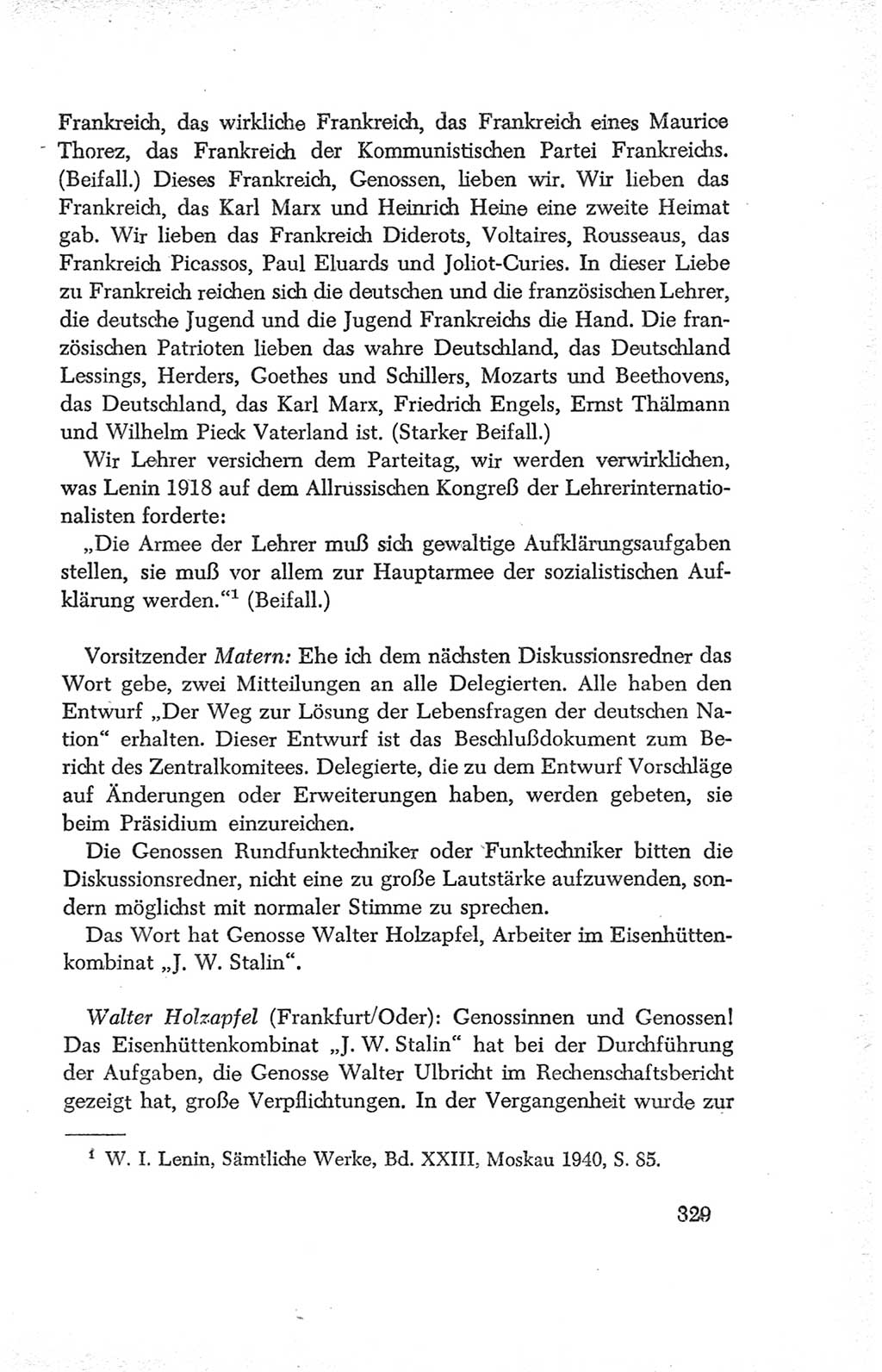 Protokoll der Verhandlungen des Ⅳ. Parteitages der Sozialistischen Einheitspartei Deutschlands (SED) [Deutsche Demokratische Republik (DDR)] 1954, Seite 329