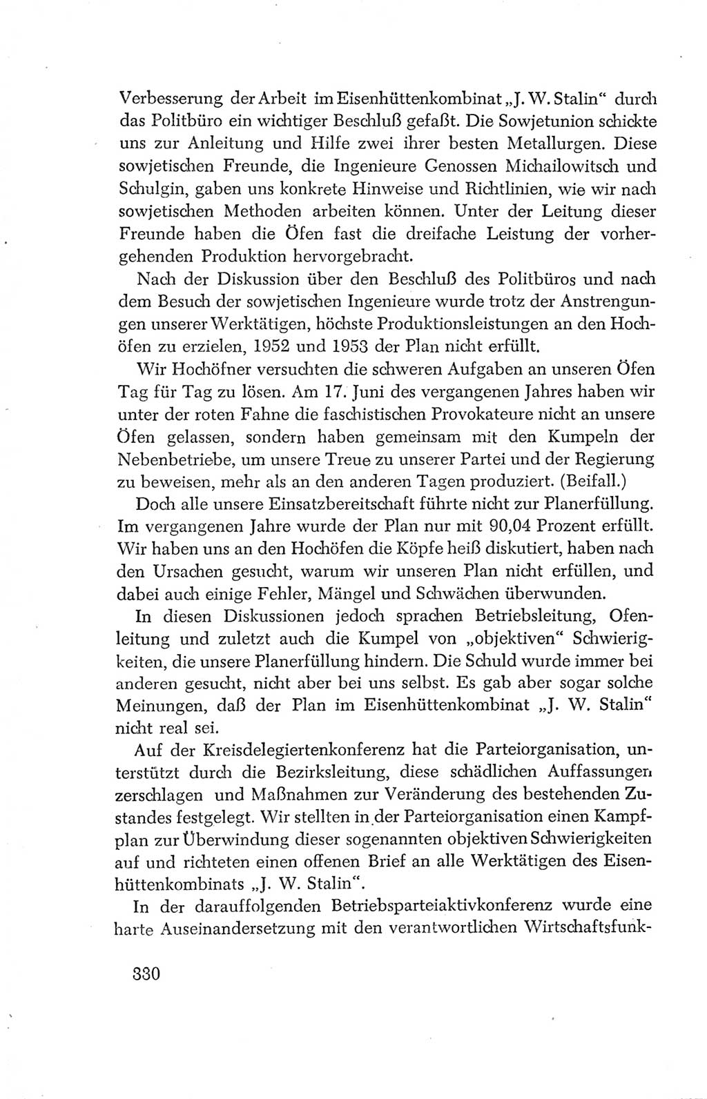 Protokoll der Verhandlungen des Ⅳ. Parteitages der Sozialistischen Einheitspartei Deutschlands (SED) [Deutsche Demokratische Republik (DDR)] 1954, Seite 330