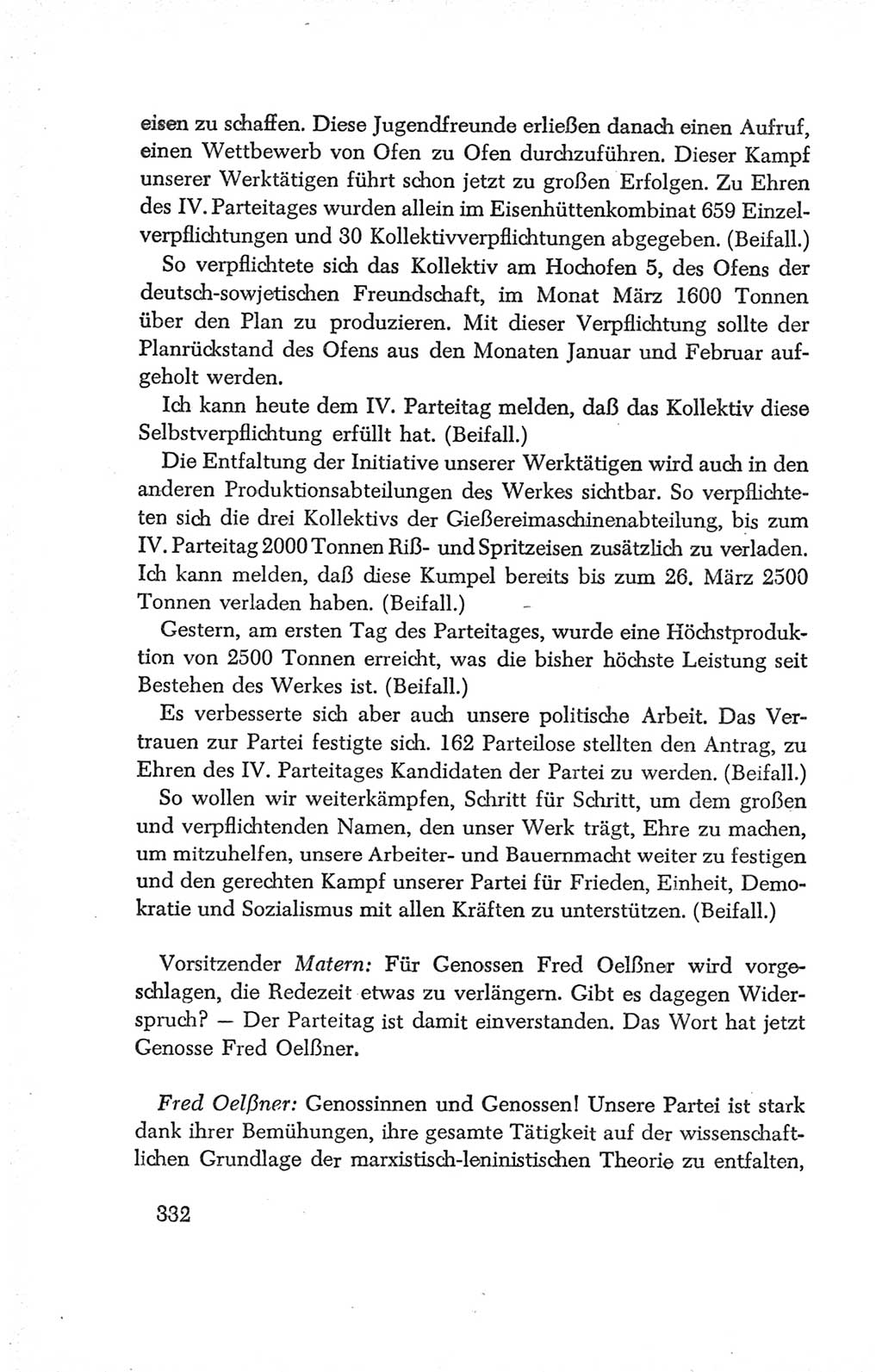 Protokoll der Verhandlungen des Ⅳ. Parteitages der Sozialistischen Einheitspartei Deutschlands (SED) [Deutsche Demokratische Republik (DDR)] 1954, Seite 332