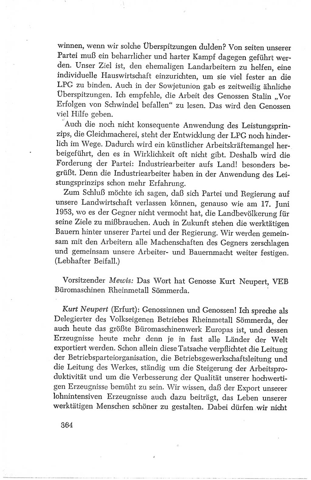 Protokoll der Verhandlungen des Ⅳ. Parteitages der Sozialistischen Einheitspartei Deutschlands (SED) [Deutsche Demokratische Republik (DDR)] 1954, Seite 364