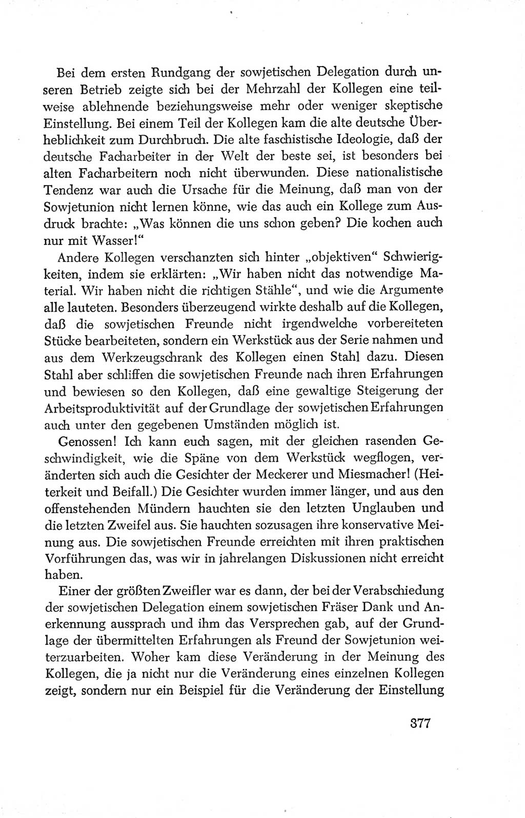 Protokoll der Verhandlungen des Ⅳ. Parteitages der Sozialistischen Einheitspartei Deutschlands (SED) [Deutsche Demokratische Republik (DDR)] 1954, Seite 377