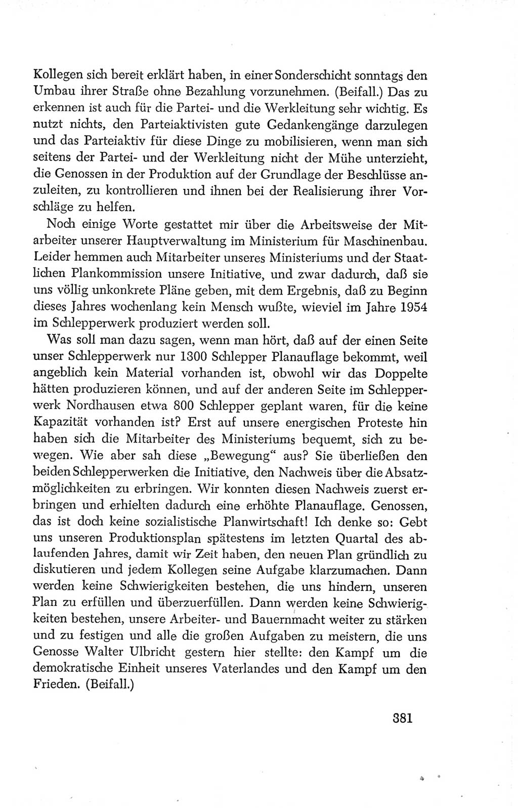 Protokoll der Verhandlungen des Ⅳ. Parteitages der Sozialistischen Einheitspartei Deutschlands (SED) [Deutsche Demokratische Republik (DDR)] 1954, Seite 381