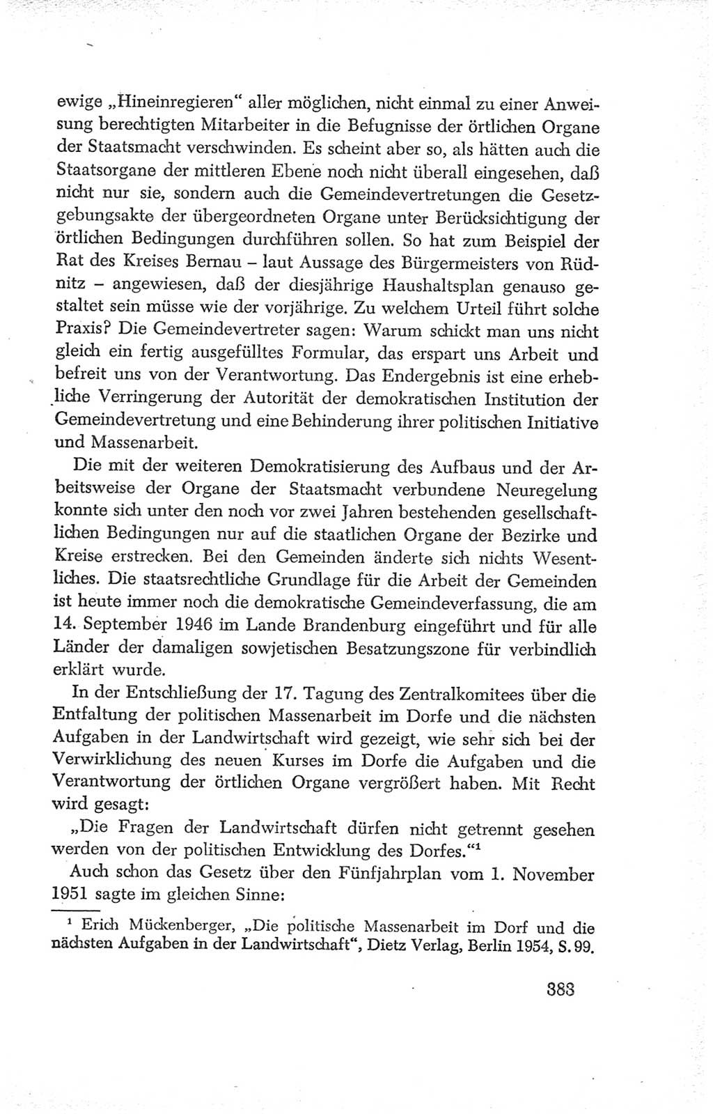 Protokoll der Verhandlungen des Ⅳ. Parteitages der Sozialistischen Einheitspartei Deutschlands (SED) [Deutsche Demokratische Republik (DDR)] 1954, Seite 383