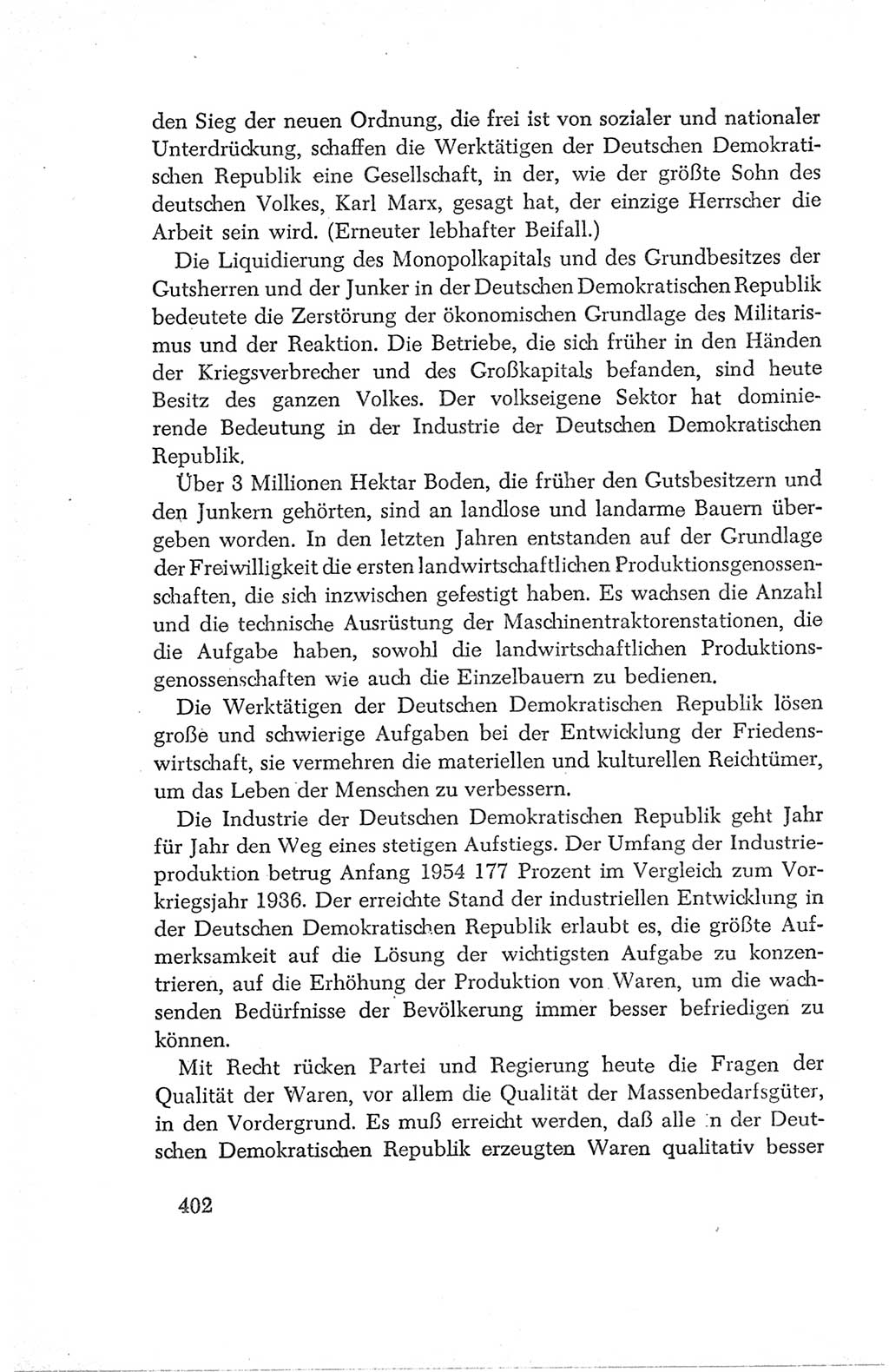Protokoll der Verhandlungen des Ⅳ. Parteitages der Sozialistischen Einheitspartei Deutschlands (SED) [Deutsche Demokratische Republik (DDR)] 1954, Seite 402