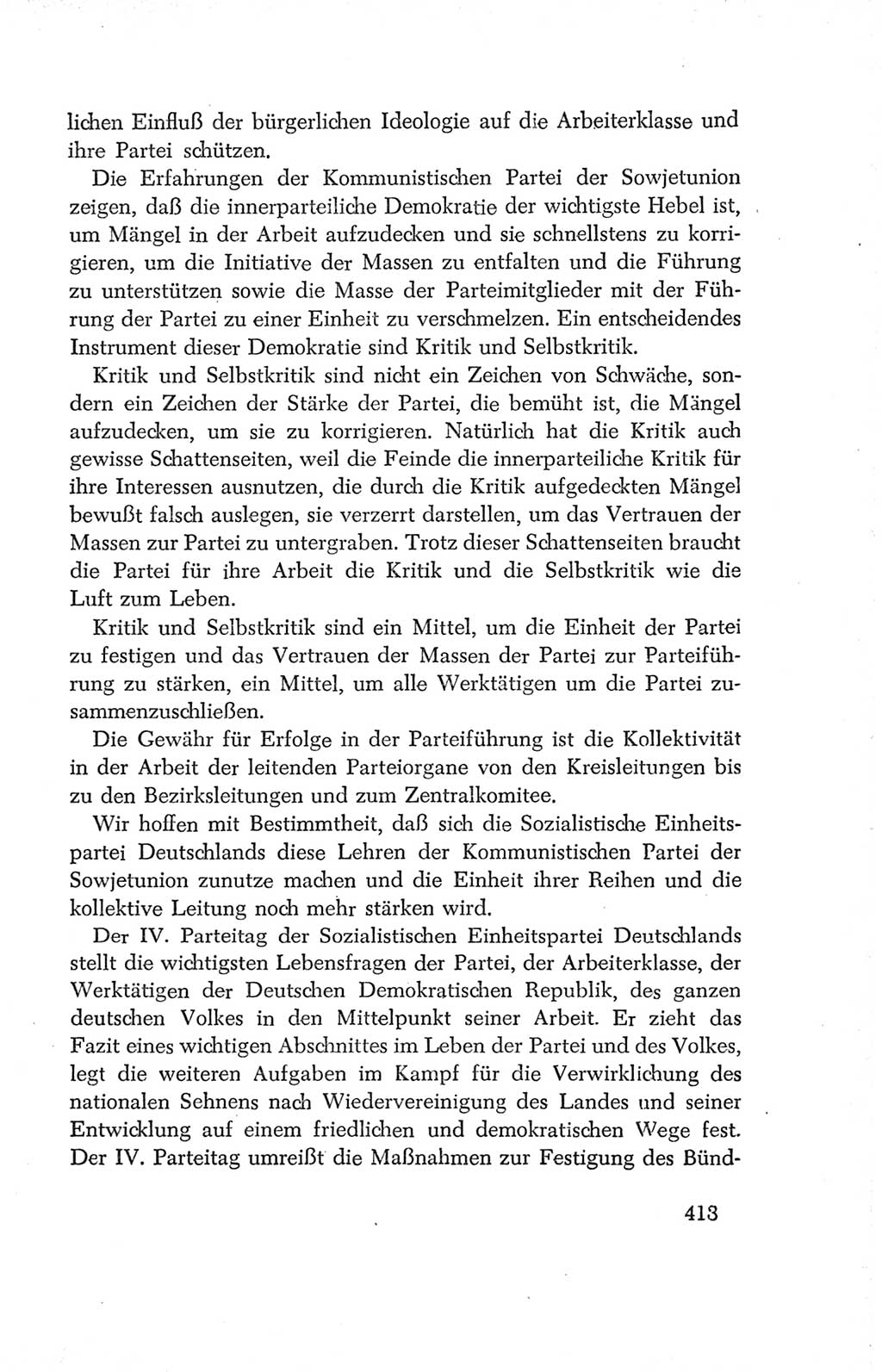 Protokoll der Verhandlungen des Ⅳ. Parteitages der Sozialistischen Einheitspartei Deutschlands (SED) [Deutsche Demokratische Republik (DDR)] 1954, Seite 413