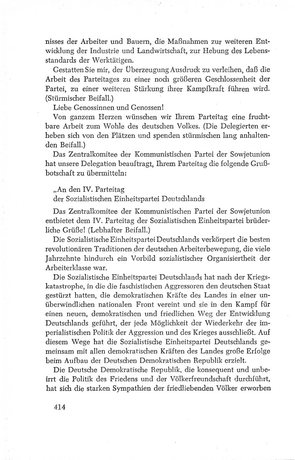Protokoll der Verhandlungen des Ⅳ. Parteitages der Sozialistischen Einheitspartei Deutschlands (SED) [Deutsche Demokratische Republik (DDR)] 1954, Seite 414