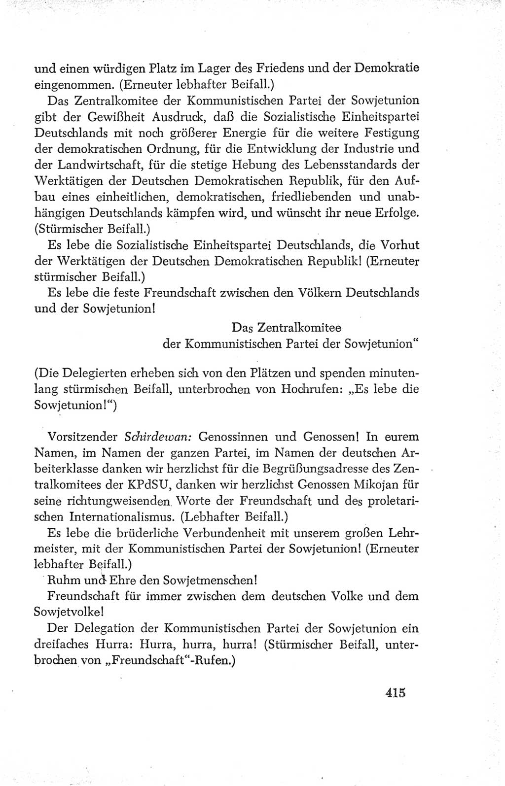 Protokoll der Verhandlungen des Ⅳ. Parteitages der Sozialistischen Einheitspartei Deutschlands (SED) [Deutsche Demokratische Republik (DDR)] 1954, Seite 415