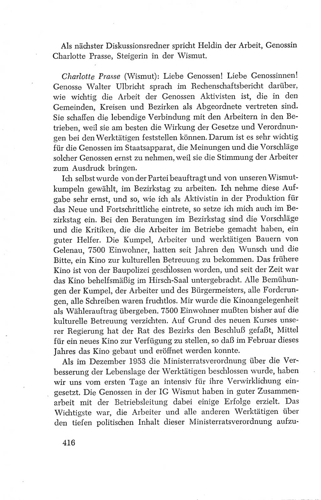 Protokoll der Verhandlungen des Ⅳ. Parteitages der Sozialistischen Einheitspartei Deutschlands (SED) [Deutsche Demokratische Republik (DDR)] 1954, Seite 416