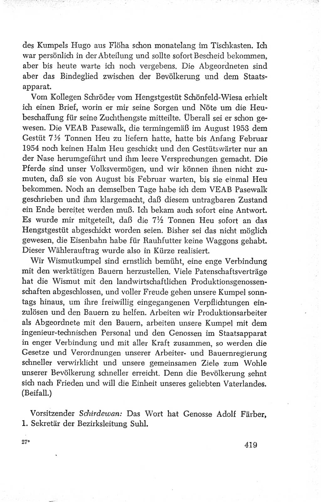 Protokoll der Verhandlungen des Ⅳ. Parteitages der Sozialistischen Einheitspartei Deutschlands (SED) [Deutsche Demokratische Republik (DDR)] 1954, Seite 419