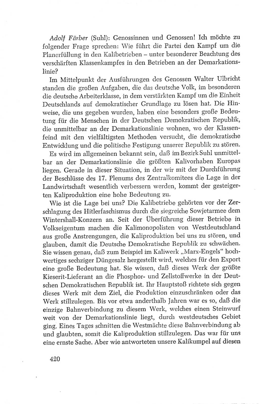 Protokoll der Verhandlungen des Ⅳ. Parteitages der Sozialistischen Einheitspartei Deutschlands (SED) [Deutsche Demokratische Republik (DDR)] 1954, Seite 420