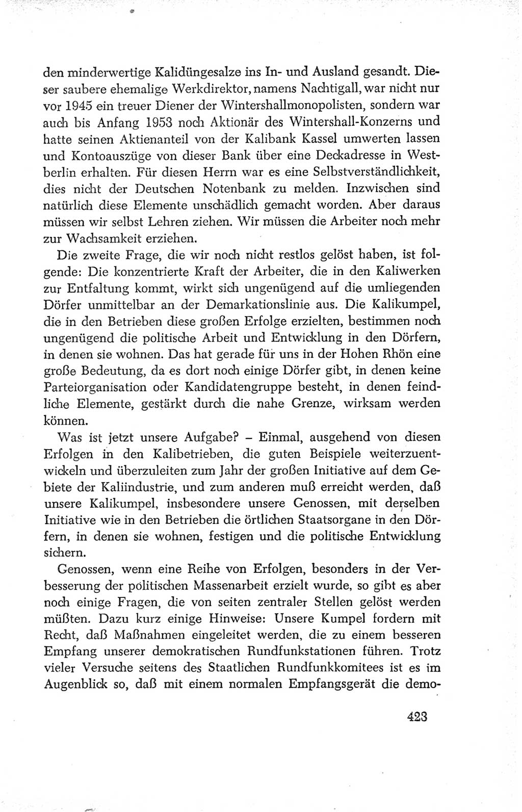Protokoll der Verhandlungen des Ⅳ. Parteitages der Sozialistischen Einheitspartei Deutschlands (SED) [Deutsche Demokratische Republik (DDR)] 1954, Seite 423