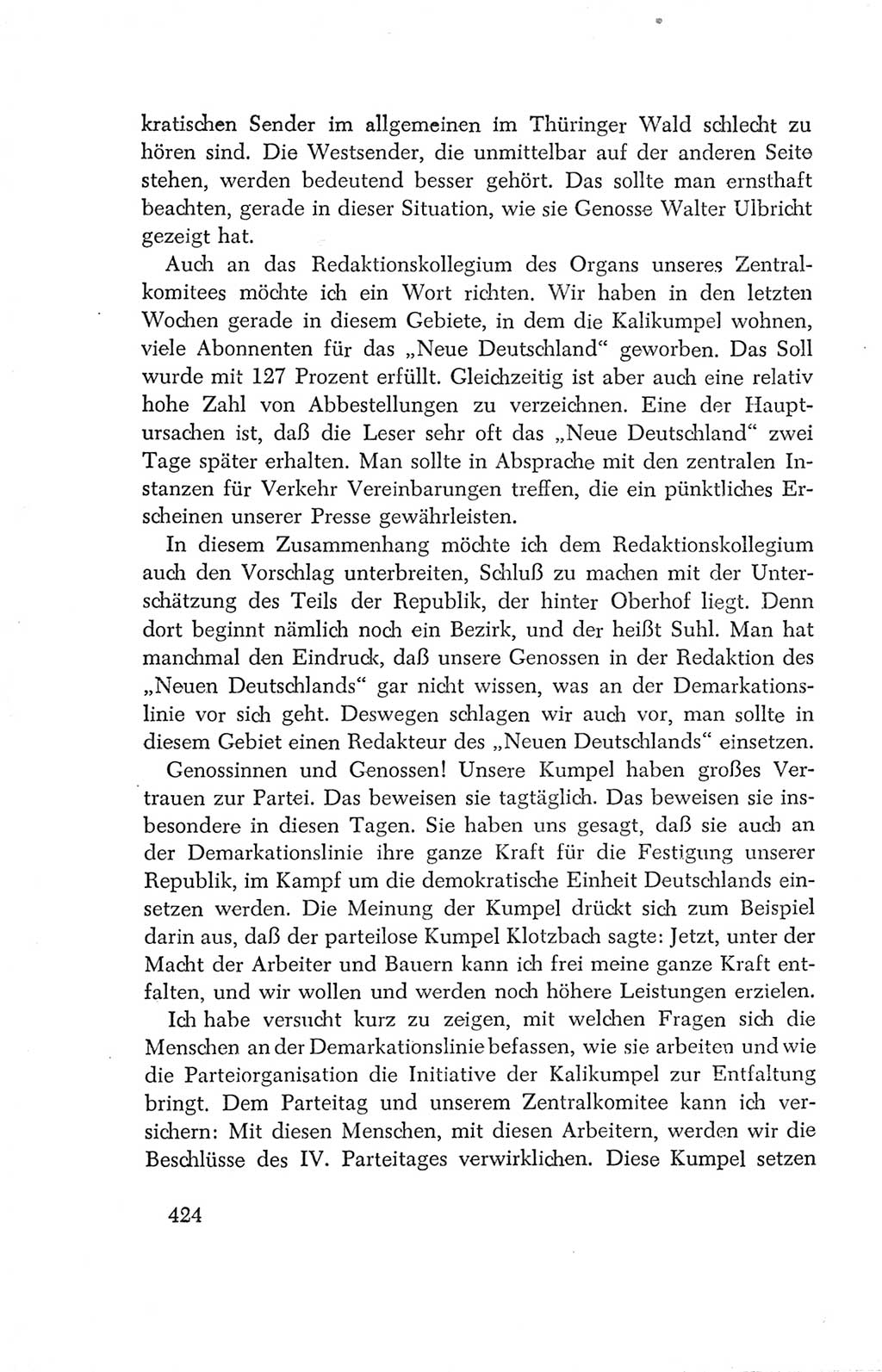 Protokoll der Verhandlungen des Ⅳ. Parteitages der Sozialistischen Einheitspartei Deutschlands (SED) [Deutsche Demokratische Republik (DDR)] 1954, Seite 424