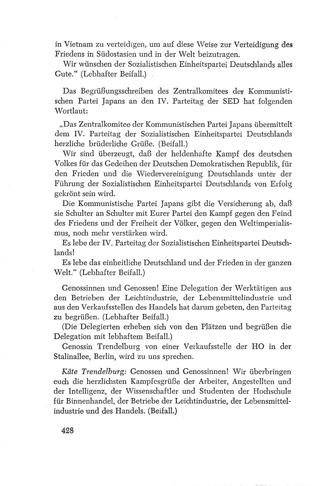 Protokoll der Verhandlungen des Ⅳ. Parteitages der Sozialistischen Einheitspartei Deutschlands (SED) [Deutsche Demokratische Republik (DDR)] 1954, Seite 428