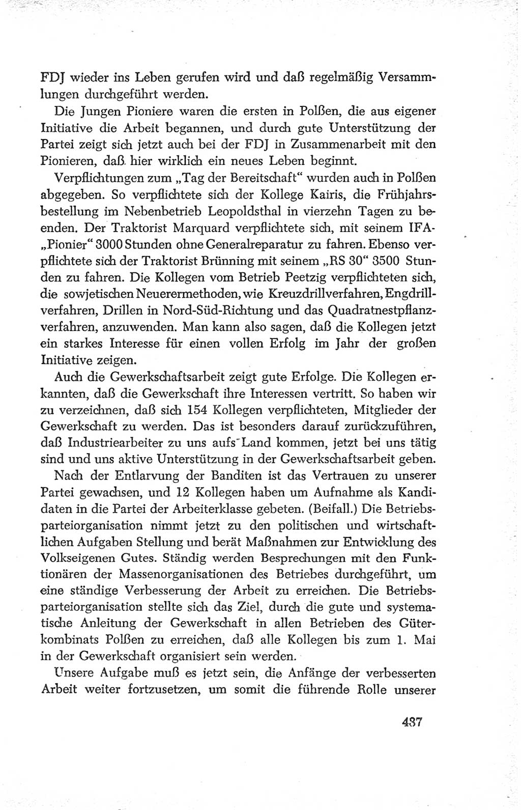 Protokoll der Verhandlungen des Ⅳ. Parteitages der Sozialistischen Einheitspartei Deutschlands (SED) [Deutsche Demokratische Republik (DDR)] 1954, Seite 437