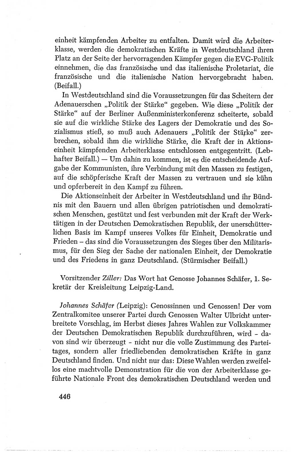 Protokoll der Verhandlungen des Ⅳ. Parteitages der Sozialistischen Einheitspartei Deutschlands (SED) [Deutsche Demokratische Republik (DDR)] 1954, Seite 446