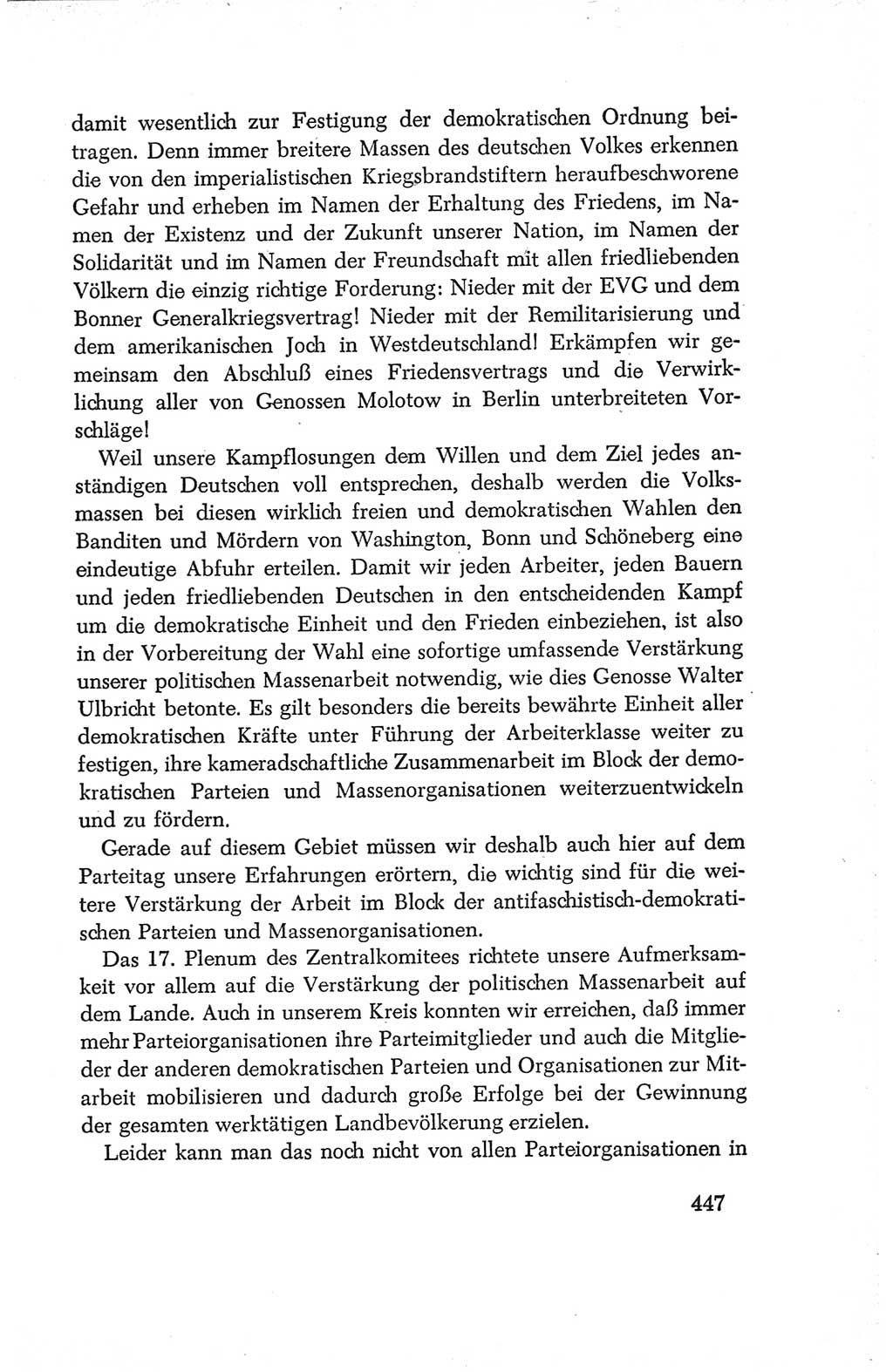 Protokoll der Verhandlungen des Ⅳ. Parteitages der Sozialistischen Einheitspartei Deutschlands (SED) [Deutsche Demokratische Republik (DDR)] 1954, Seite 447