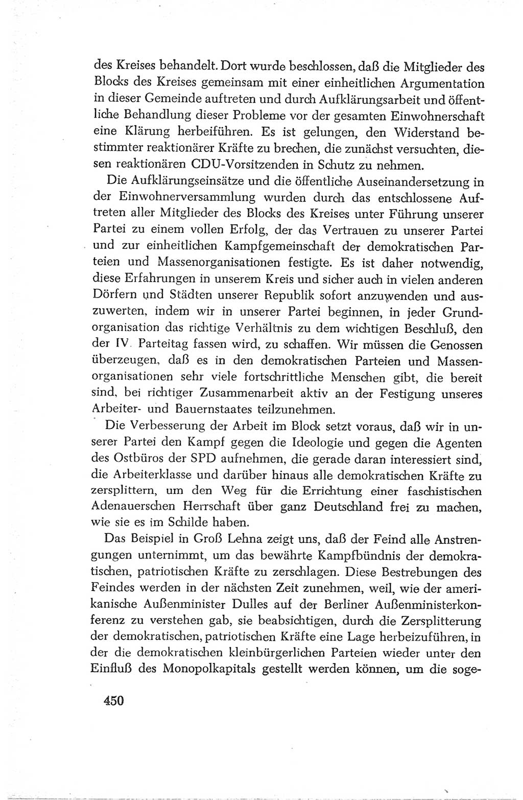 Protokoll der Verhandlungen des Ⅳ. Parteitages der Sozialistischen Einheitspartei Deutschlands (SED) [Deutsche Demokratische Republik (DDR)] 1954, Seite 450