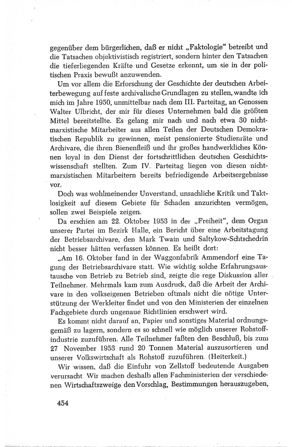Protokoll der Verhandlungen des Ⅳ. Parteitages der Sozialistischen Einheitspartei Deutschlands (SED) [Deutsche Demokratische Republik (DDR)] 1954, Seite 454