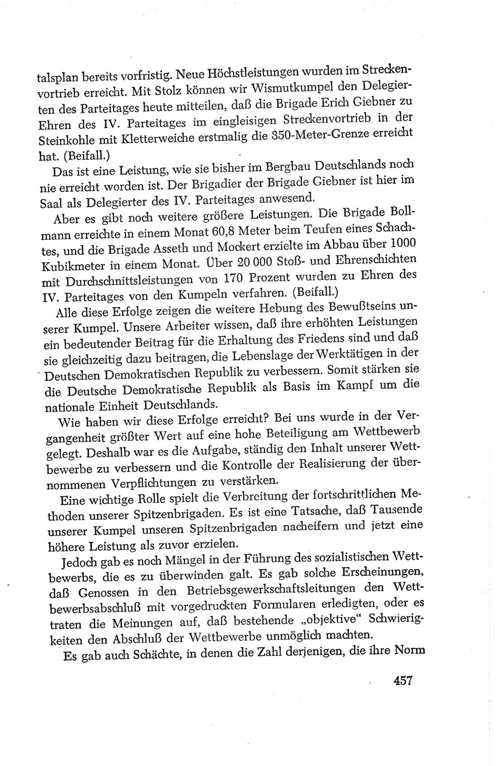 Protokoll der Verhandlungen des Ⅳ. Parteitages der Sozialistischen Einheitspartei Deutschlands (SED) [Deutsche Demokratische Republik (DDR)] 1954, Seite 457