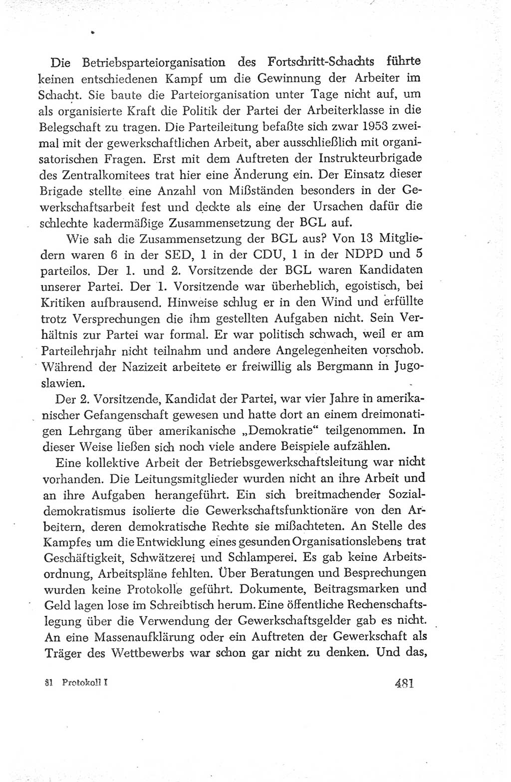 Protokoll der Verhandlungen des Ⅳ. Parteitages der Sozialistischen Einheitspartei Deutschlands (SED) [Deutsche Demokratische Republik (DDR)] 1954, Seite 481