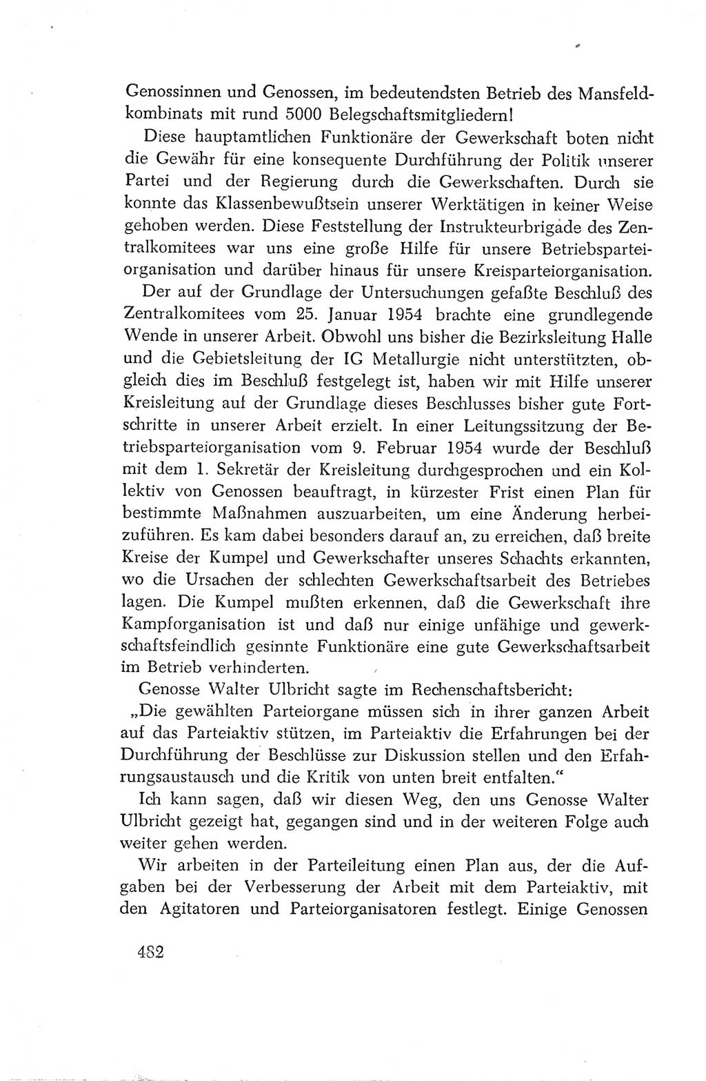 Protokoll der Verhandlungen des Ⅳ. Parteitages der Sozialistischen Einheitspartei Deutschlands (SED) [Deutsche Demokratische Republik (DDR)] 1954, Seite 482