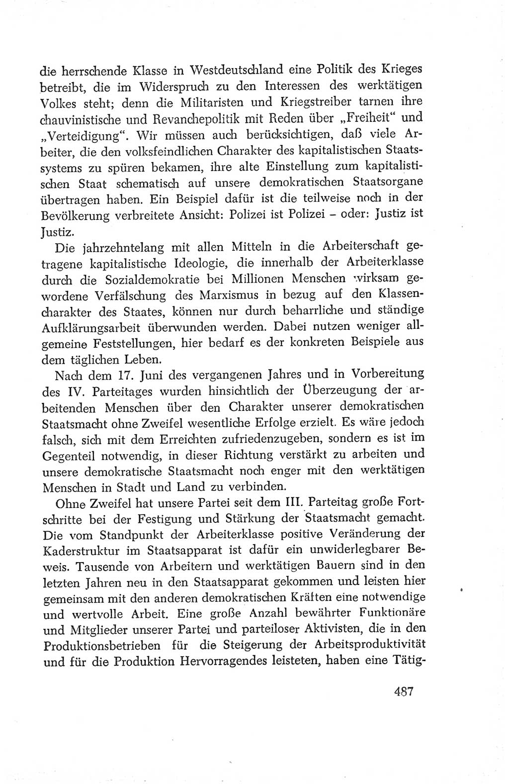 Protokoll der Verhandlungen des Ⅳ. Parteitages der Sozialistischen Einheitspartei Deutschlands (SED) [Deutsche Demokratische Republik (DDR)] 1954, Seite 487