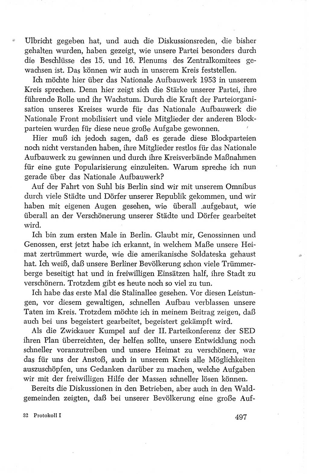 Protokoll der Verhandlungen des Ⅳ. Parteitages der Sozialistischen Einheitspartei Deutschlands (SED) [Deutsche Demokratische Republik (DDR)] 1954, Seite 497
