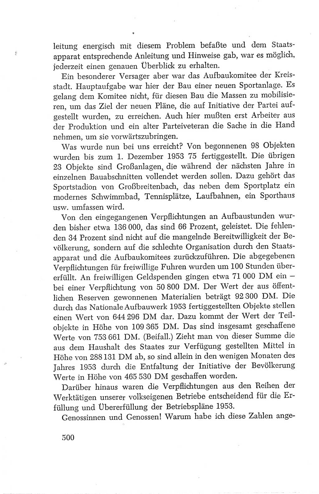 Protokoll der Verhandlungen des Ⅳ. Parteitages der Sozialistischen Einheitspartei Deutschlands (SED) [Deutsche Demokratische Republik (DDR)] 1954, Seite 500