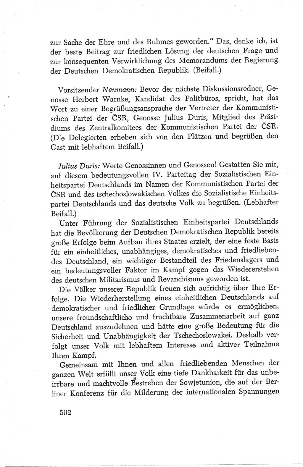 Protokoll der Verhandlungen des Ⅳ. Parteitages der Sozialistischen Einheitspartei Deutschlands (SED) [Deutsche Demokratische Republik (DDR)] 1954, Seite 502