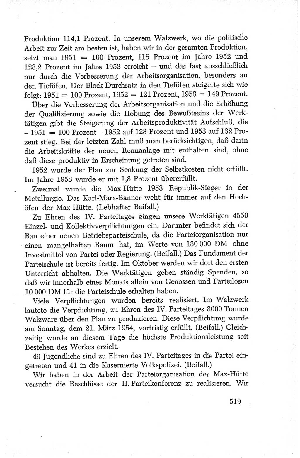 Protokoll der Verhandlungen des Ⅳ. Parteitages der Sozialistischen Einheitspartei Deutschlands (SED) [Deutsche Demokratische Republik (DDR)] 1954, Seite 519
