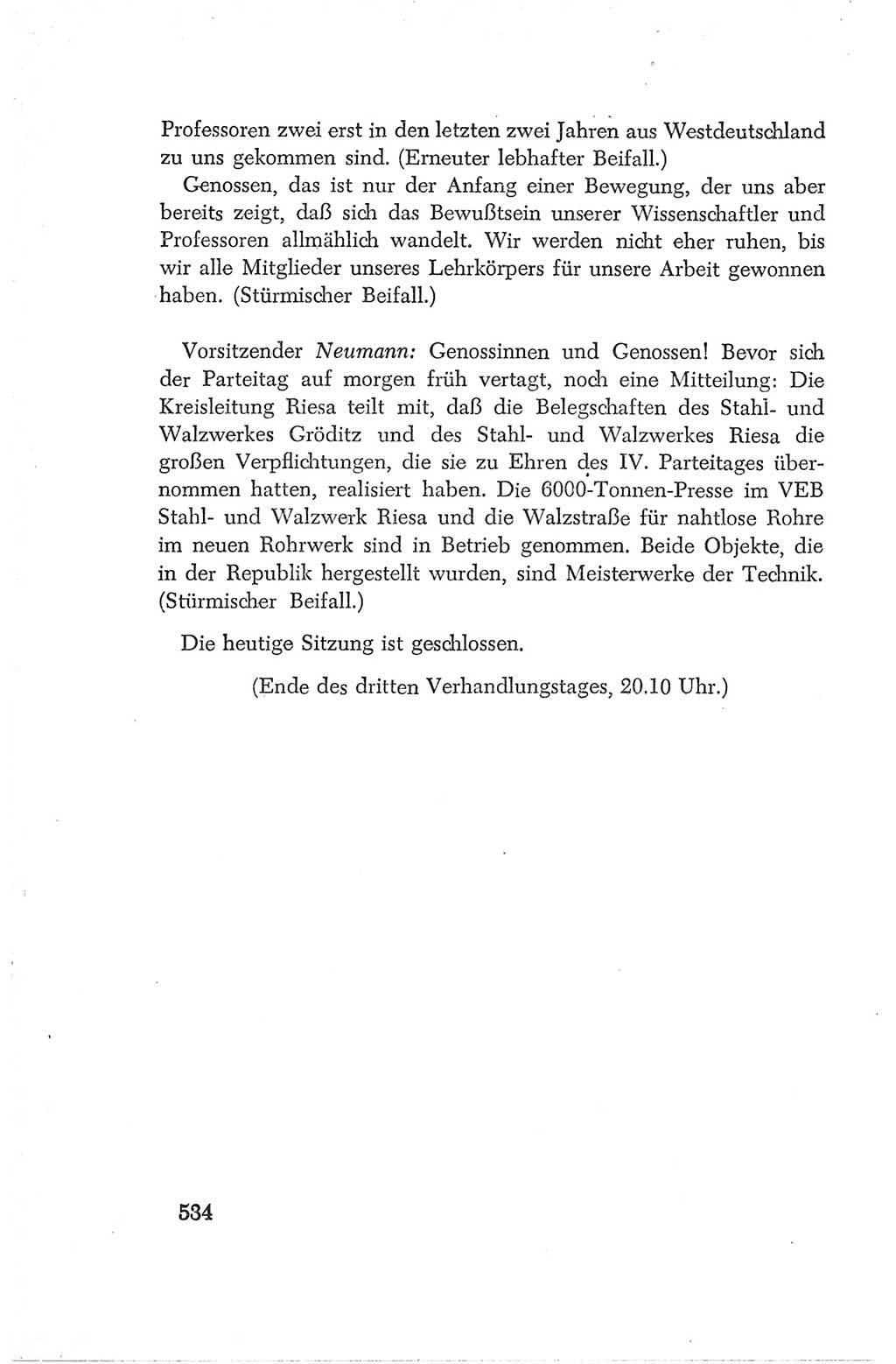 Protokoll der Verhandlungen des Ⅳ. Parteitages der Sozialistischen Einheitspartei Deutschlands (SED) [Deutsche Demokratische Republik (DDR)] 1954, Seite 534