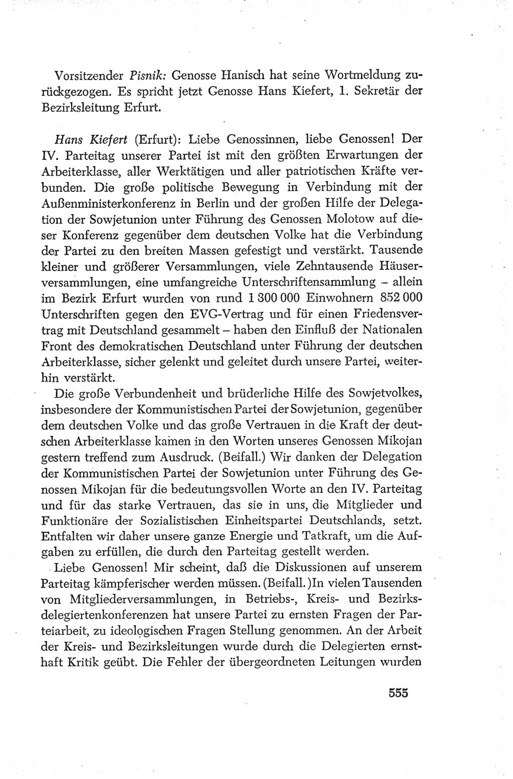 Protokoll der Verhandlungen des Ⅳ. Parteitages der Sozialistischen Einheitspartei Deutschlands (SED) [Deutsche Demokratische Republik (DDR)] 1954, Seite 555
