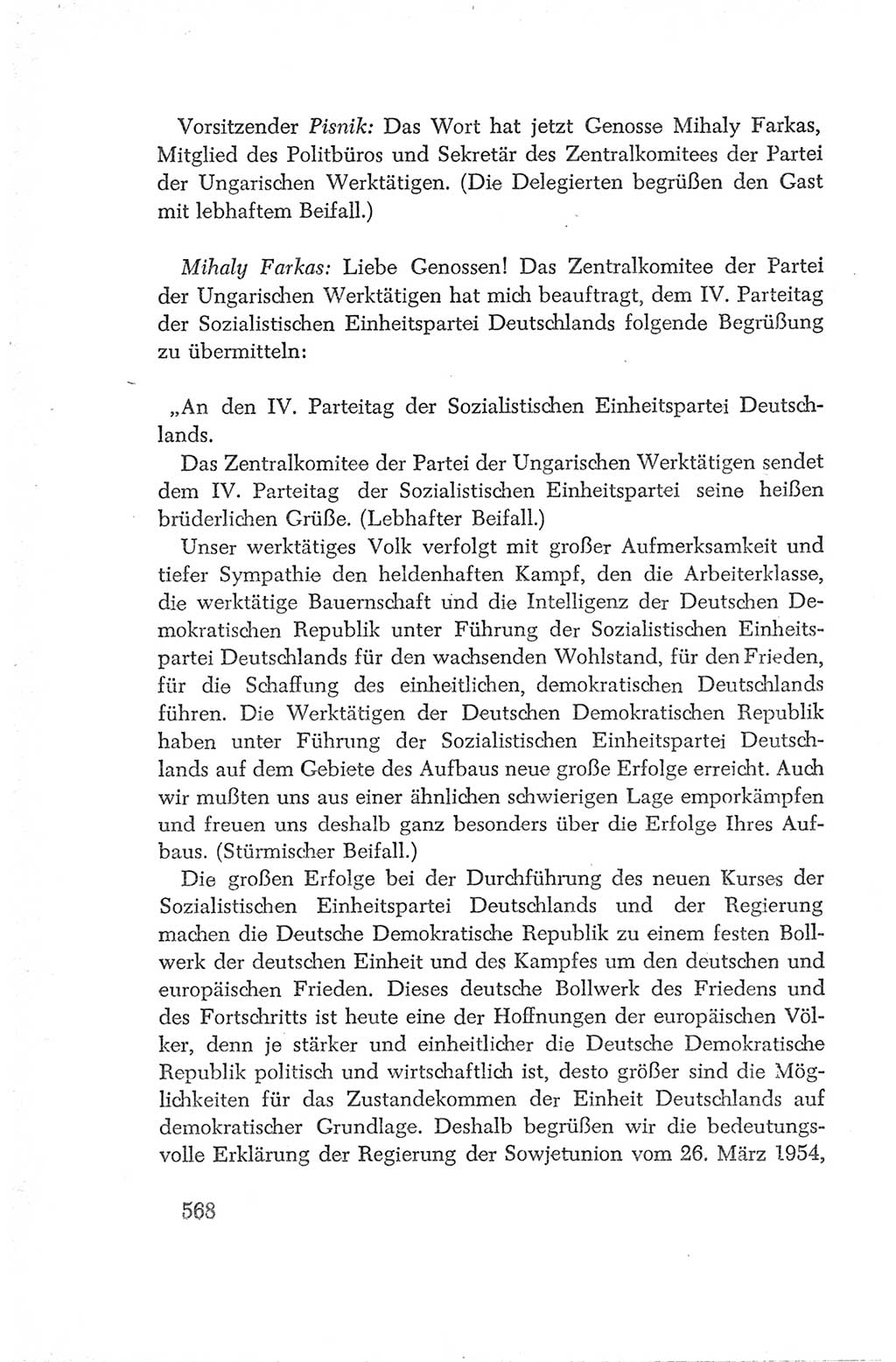 Protokoll der Verhandlungen des Ⅳ. Parteitages der Sozialistischen Einheitspartei Deutschlands (SED) [Deutsche Demokratische Republik (DDR)] 1954, Seite 568