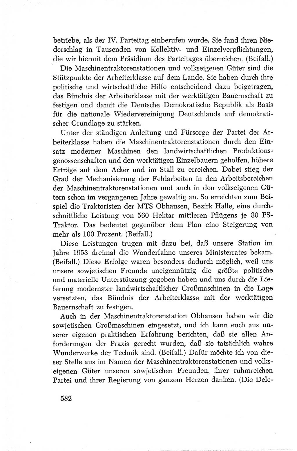 Protokoll der Verhandlungen des Ⅳ. Parteitages der Sozialistischen Einheitspartei Deutschlands (SED) [Deutsche Demokratische Republik (DDR)] 1954, Seite 582