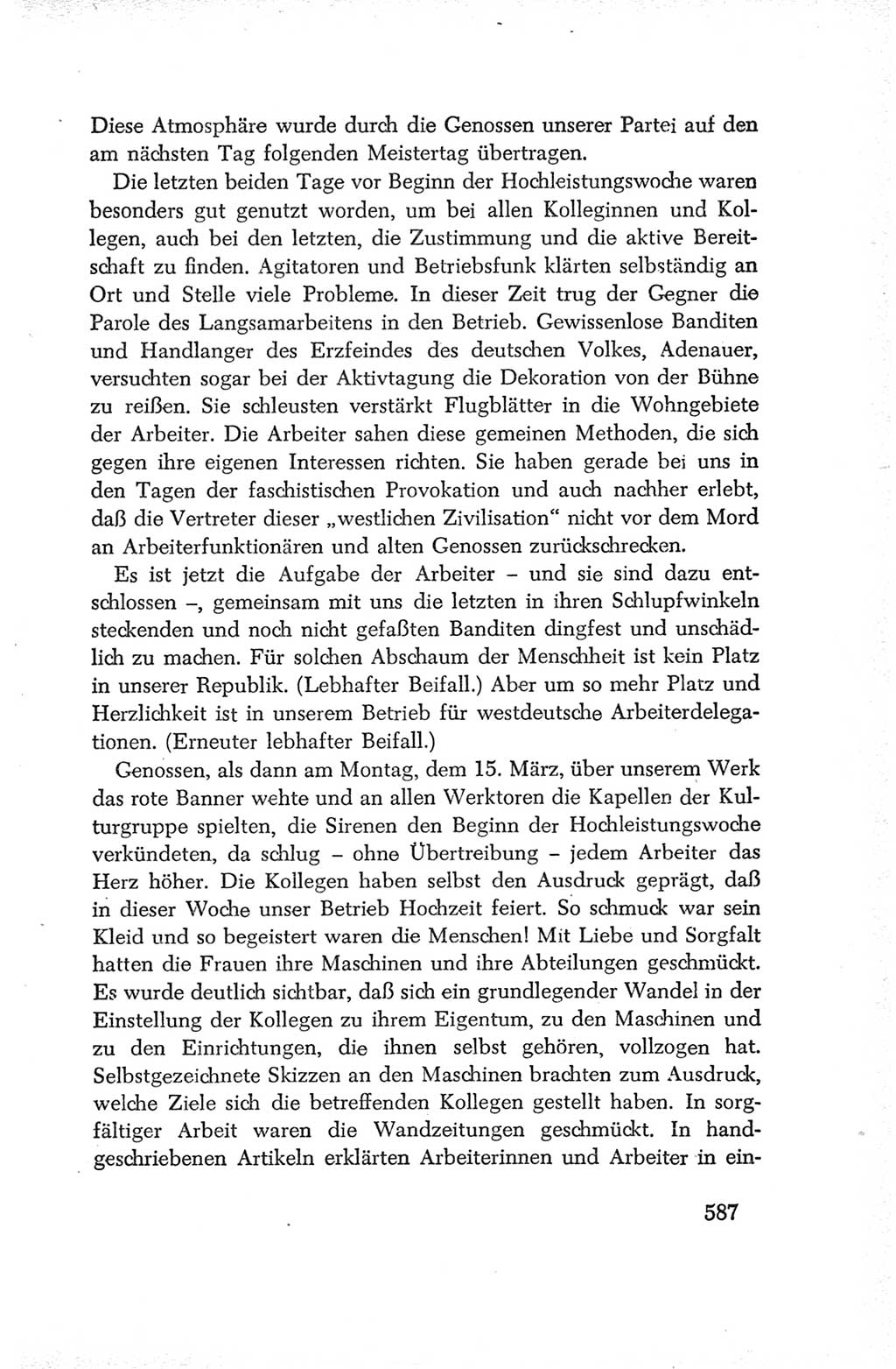 Protokoll der Verhandlungen des Ⅳ. Parteitages der Sozialistischen Einheitspartei Deutschlands (SED) [Deutsche Demokratische Republik (DDR)] 1954, Seite 587