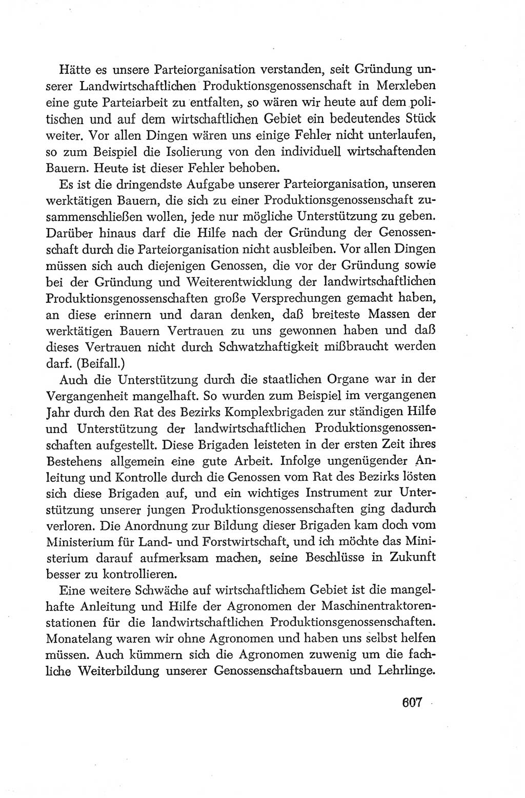 Protokoll der Verhandlungen des Ⅳ. Parteitages der Sozialistischen Einheitspartei Deutschlands (SED) [Deutsche Demokratische Republik (DDR)] 1954, Seite 607