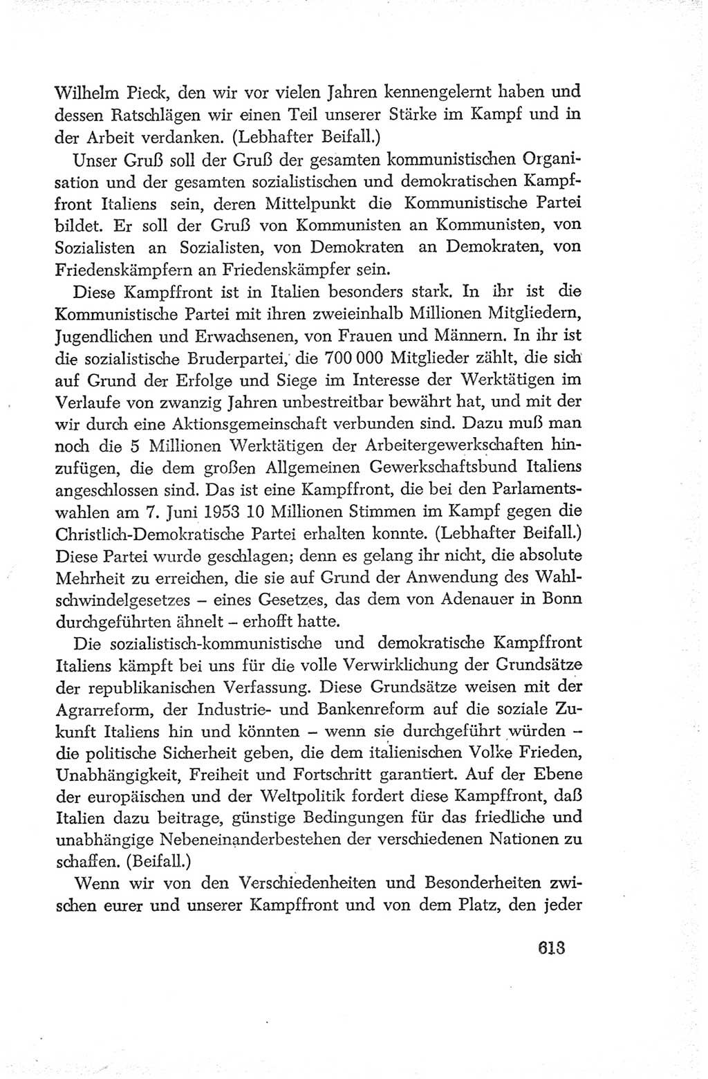 Protokoll der Verhandlungen des Ⅳ. Parteitages der Sozialistischen Einheitspartei Deutschlands (SED) [Deutsche Demokratische Republik (DDR)] 1954, Seite 613