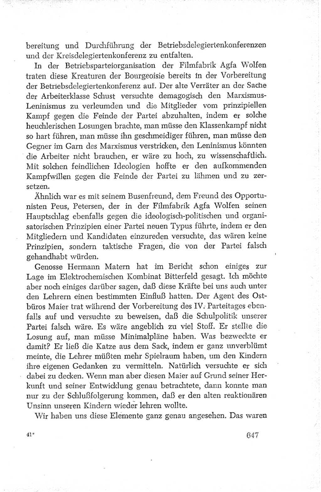 Protokoll der Verhandlungen des Ⅳ. Parteitages der Sozialistischen Einheitspartei Deutschlands (SED) [Deutsche Demokratische Republik (DDR)] 1954, Seite 647