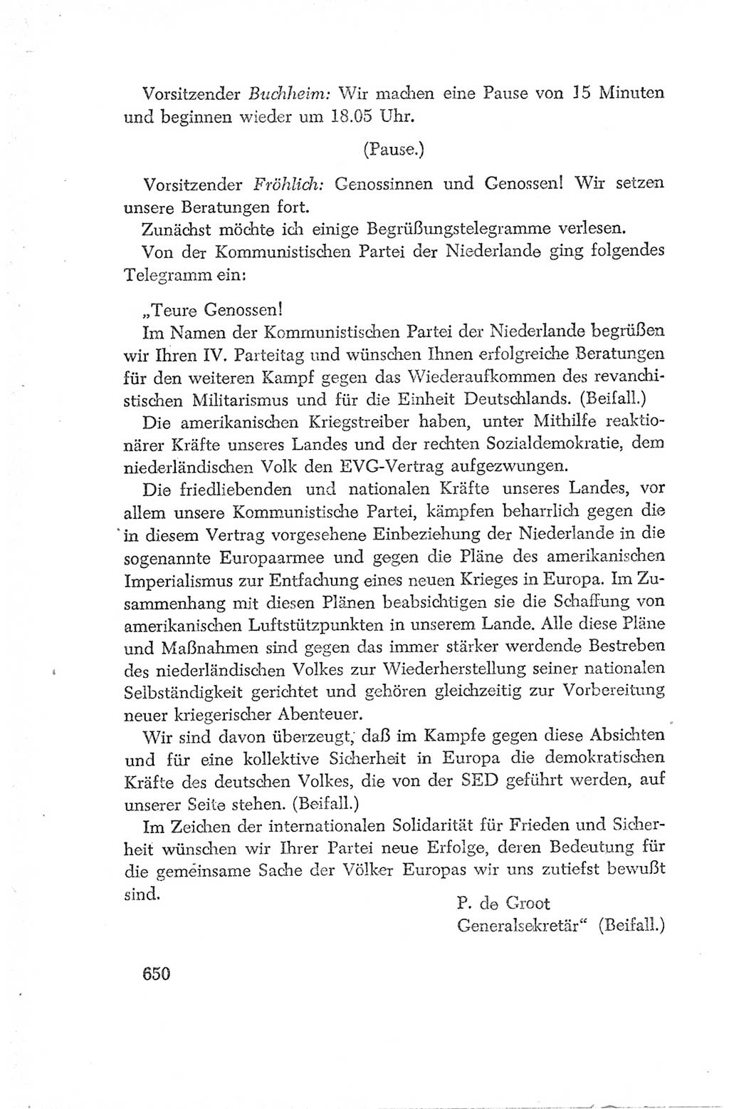 Protokoll der Verhandlungen des Ⅳ. Parteitages der Sozialistischen Einheitspartei Deutschlands (SED) [Deutsche Demokratische Republik (DDR)] 1954, Seite 650