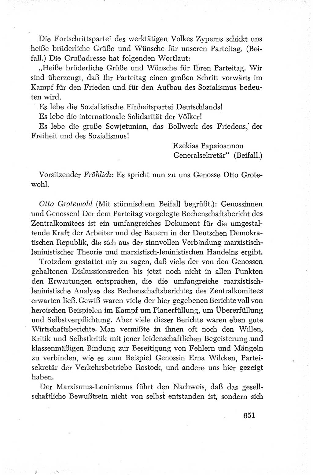 Protokoll der Verhandlungen des Ⅳ. Parteitages der Sozialistischen Einheitspartei Deutschlands (SED) [Deutsche Demokratische Republik (DDR)] 1954, Seite 651