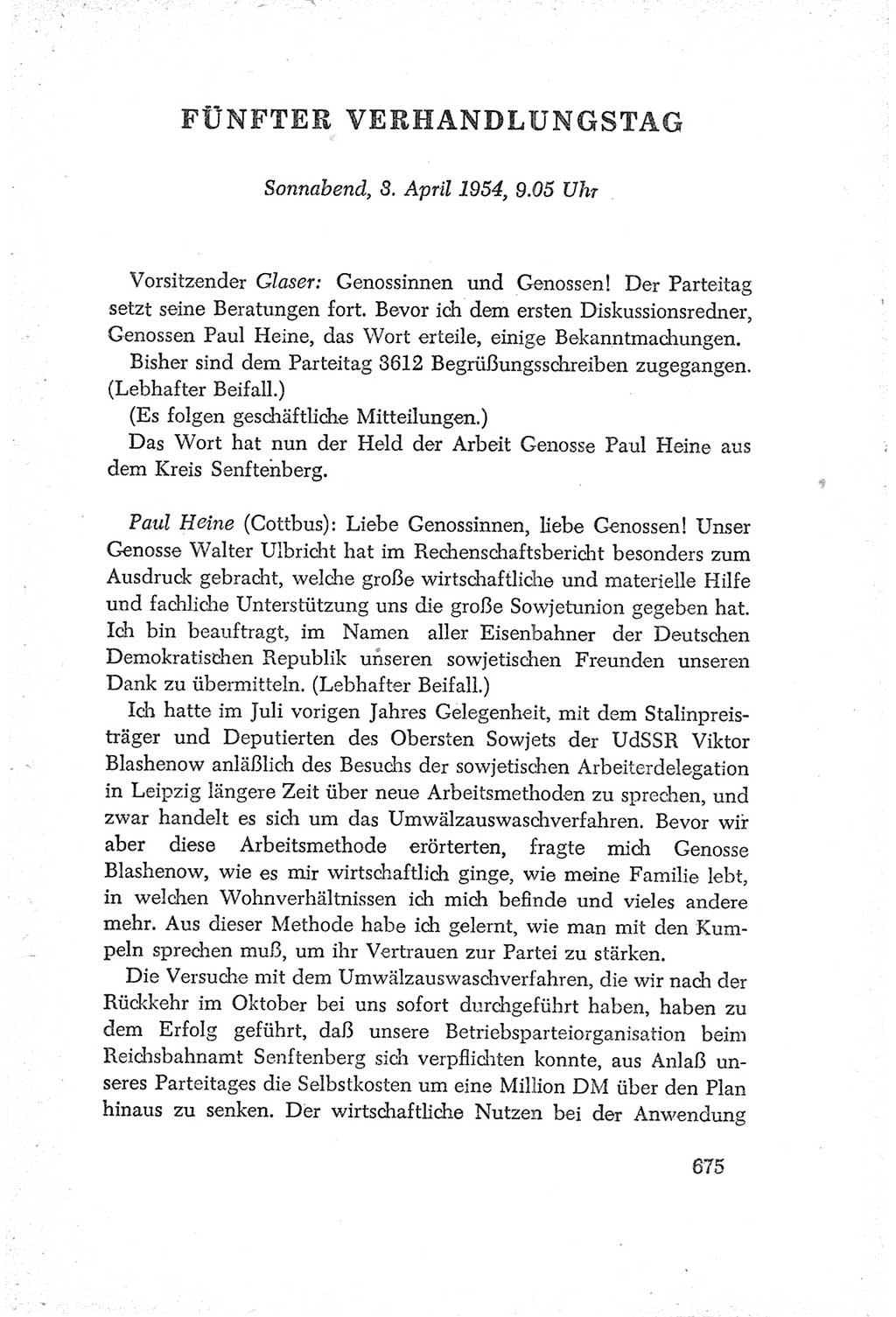 Protokoll der Verhandlungen des Ⅳ. Parteitages der Sozialistischen Einheitspartei Deutschlands (SED) [Deutsche Demokratische Republik (DDR)] 1954, Seite 675