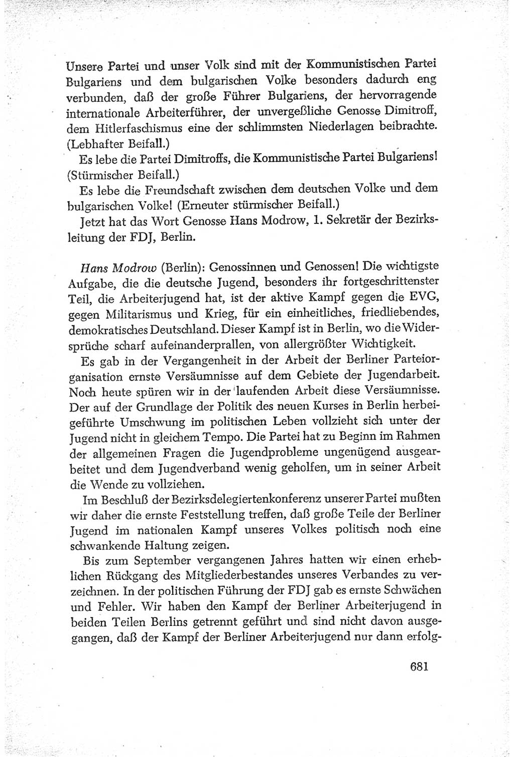 Protokoll der Verhandlungen des Ⅳ. Parteitages der Sozialistischen Einheitspartei Deutschlands (SED) [Deutsche Demokratische Republik (DDR)] 1954, Seite 681