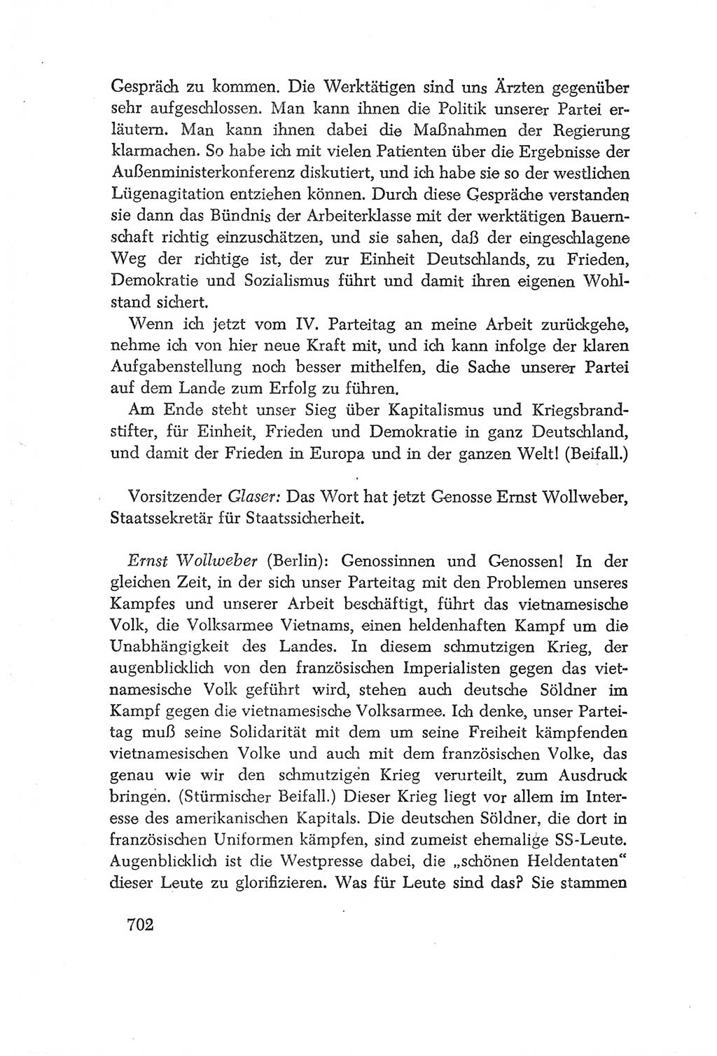 Protokoll der Verhandlungen des Ⅳ. Parteitages der Sozialistischen Einheitspartei Deutschlands (SED) [Deutsche Demokratische Republik (DDR)] 1954, Seite 702