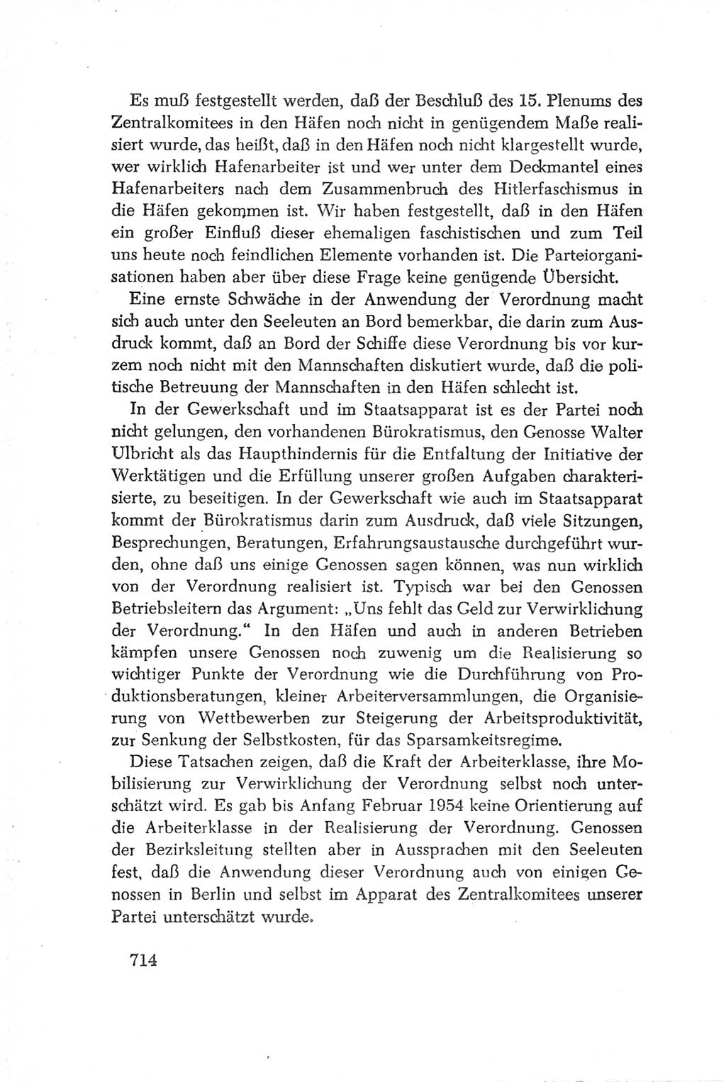 Protokoll der Verhandlungen des Ⅳ. Parteitages der Sozialistischen Einheitspartei Deutschlands (SED) [Deutsche Demokratische Republik (DDR)] 1954, Seite 714