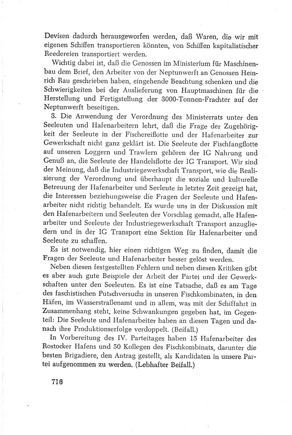 Protokoll der Verhandlungen des Ⅳ. Parteitages der Sozialistischen Einheitspartei Deutschlands (SED) [Deutsche Demokratische Republik (DDR)] 1954, Seite 716